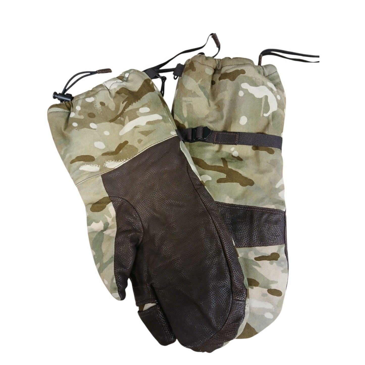British Army Blizzard Mittens Goretex Mitts MTP Leather Palmed Camo Gloves