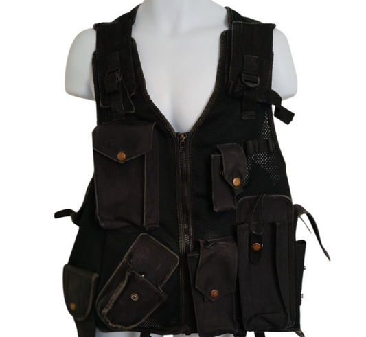Tactical Vest With integrated Pouches 1 Size Adjustable Security Ex Police Black