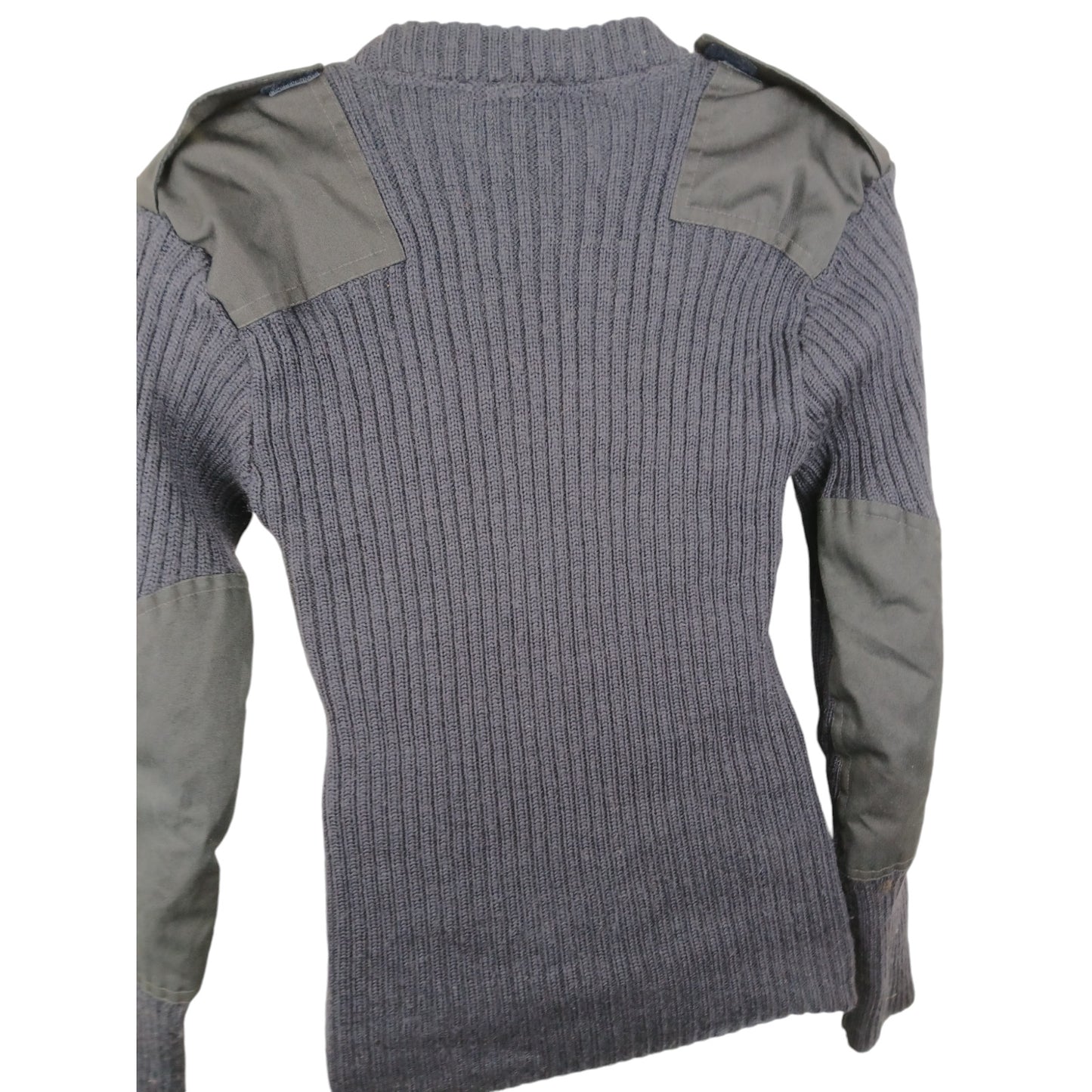 Woolly Pully Jumper Ribbed Navy Blue VNeck 100% Wool Security Farmer Warm Hiking