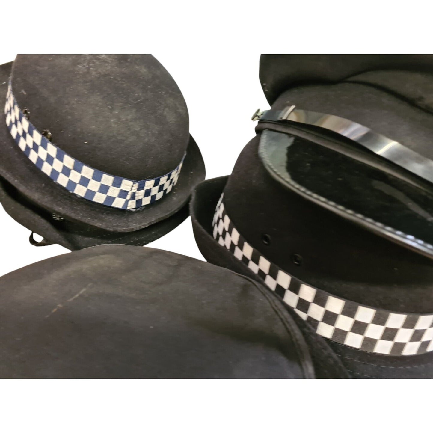 Police Mixed Peaked & Bowler Hats Large 25 Bundle Box Film TV Restore Upcycle