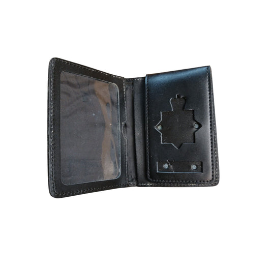 Leather Police Badge Wallet Warrant Card ID Flip Holder Black Security Military