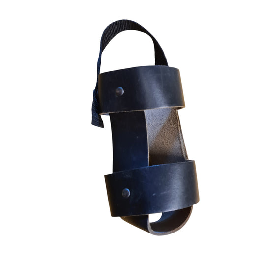 Black Leather/Nylon Water Bottle Drinks Holder Belt Loop Police Hiking Camping