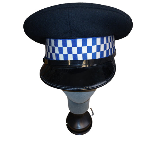 PCSO Blue And White Checked Band Shine Peaked Cap Film TV Collectable