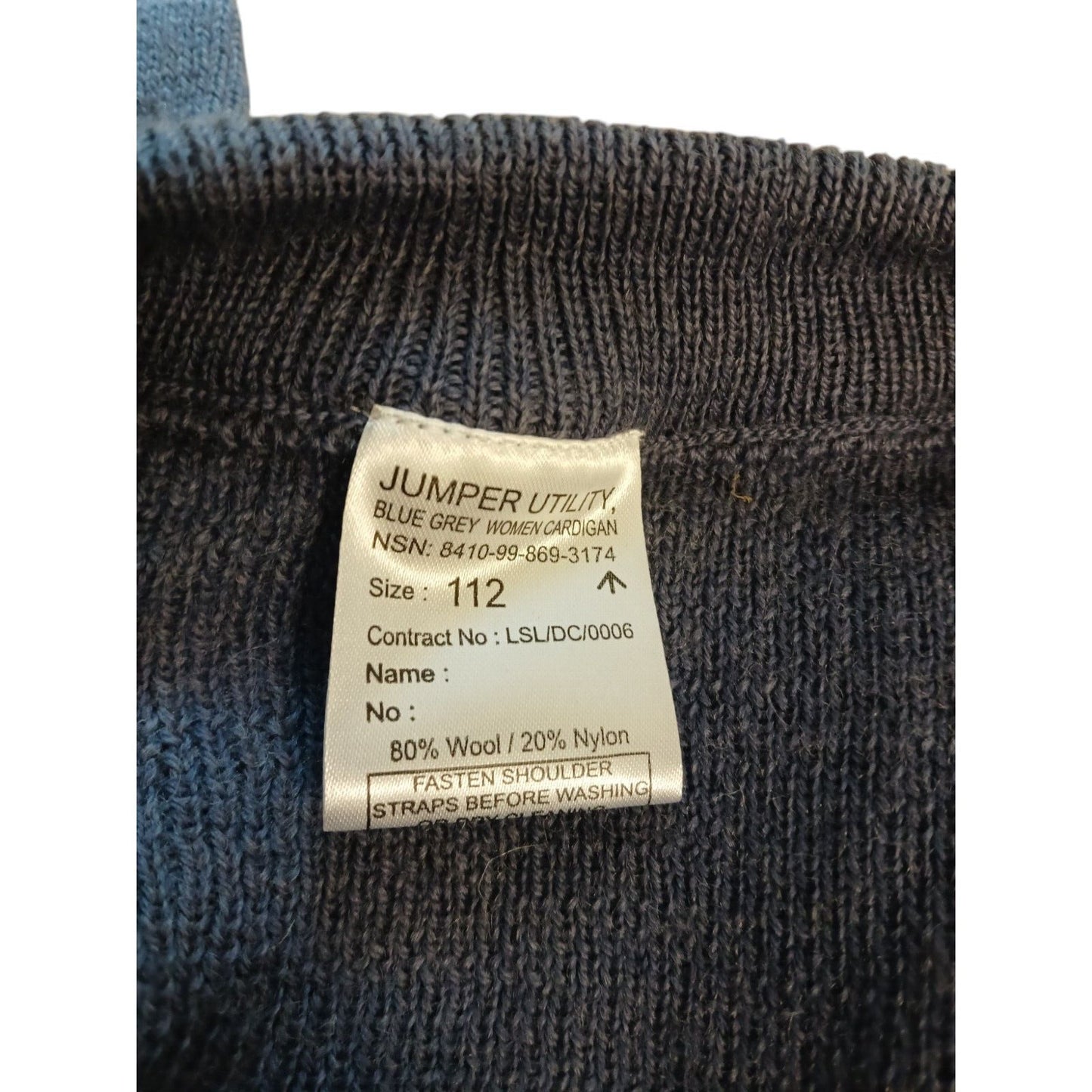 RAF Utility Womens Cardigan Buttoned Jumper Blue Grey 80% Wool Pullover Military