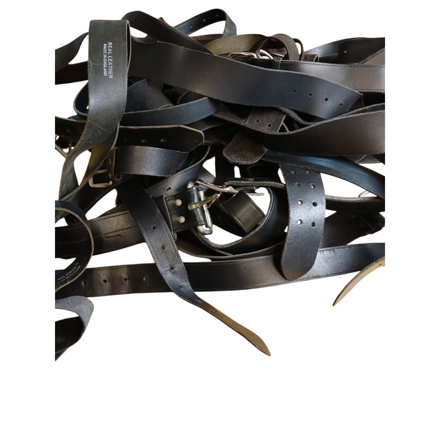Leather Belts Used Upcycling Job Lot x 25 Various Black Sizes Craft Recycling