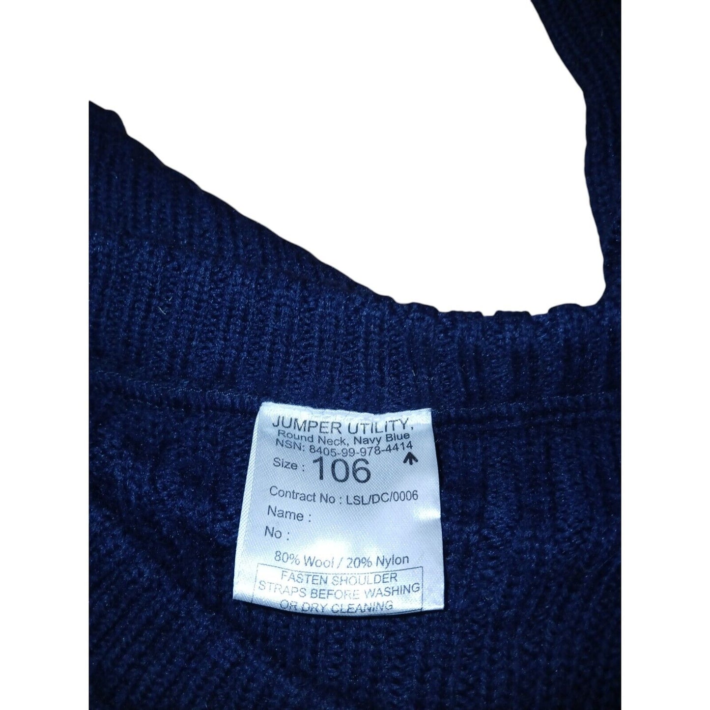 Royal Navy Utility Jumper Ribbed Round Neck Blue Pullover Military 80% Wool