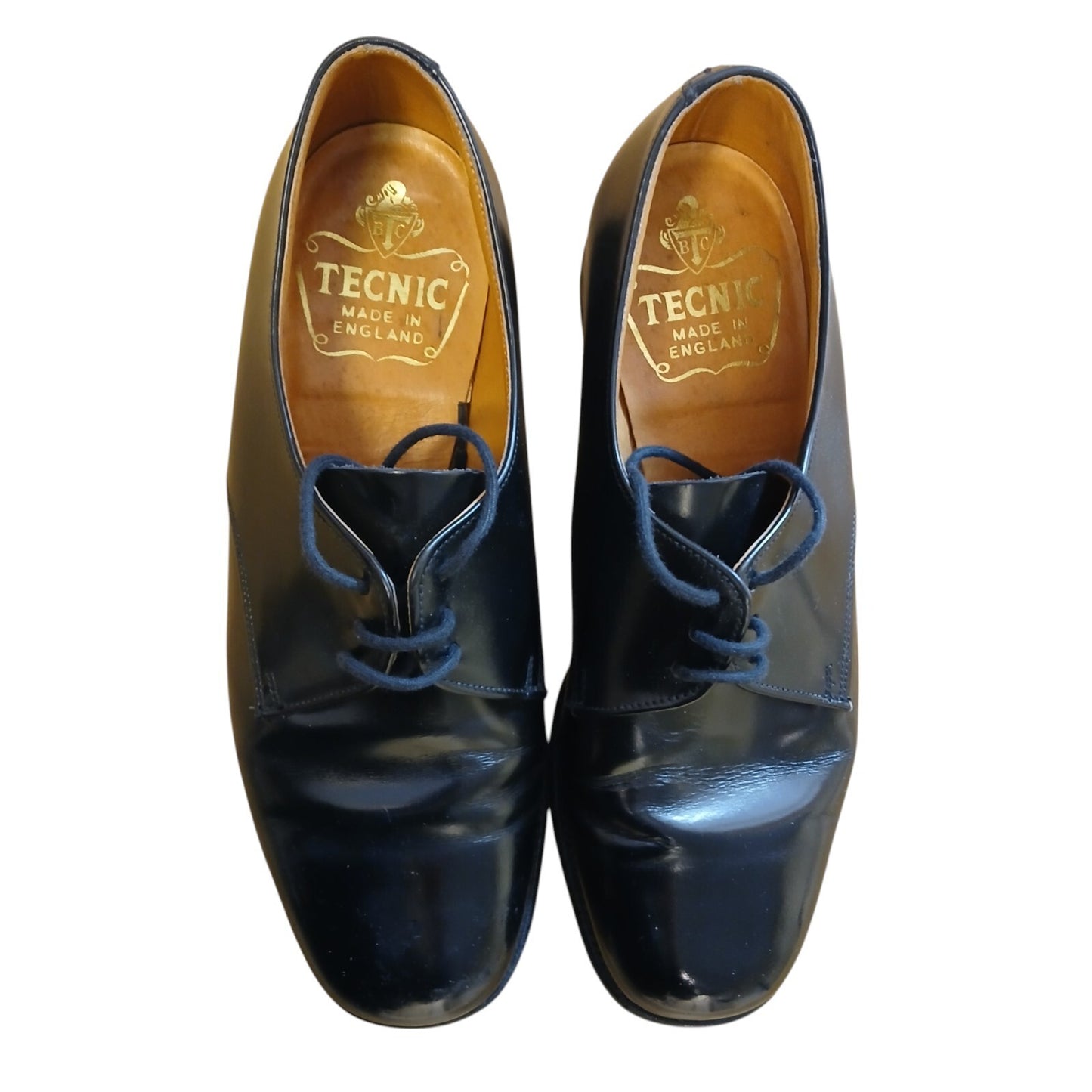 Tecnic Leather Dress Shoes Ex Police Black Lace Up Square Toe Size 4.5 Parade