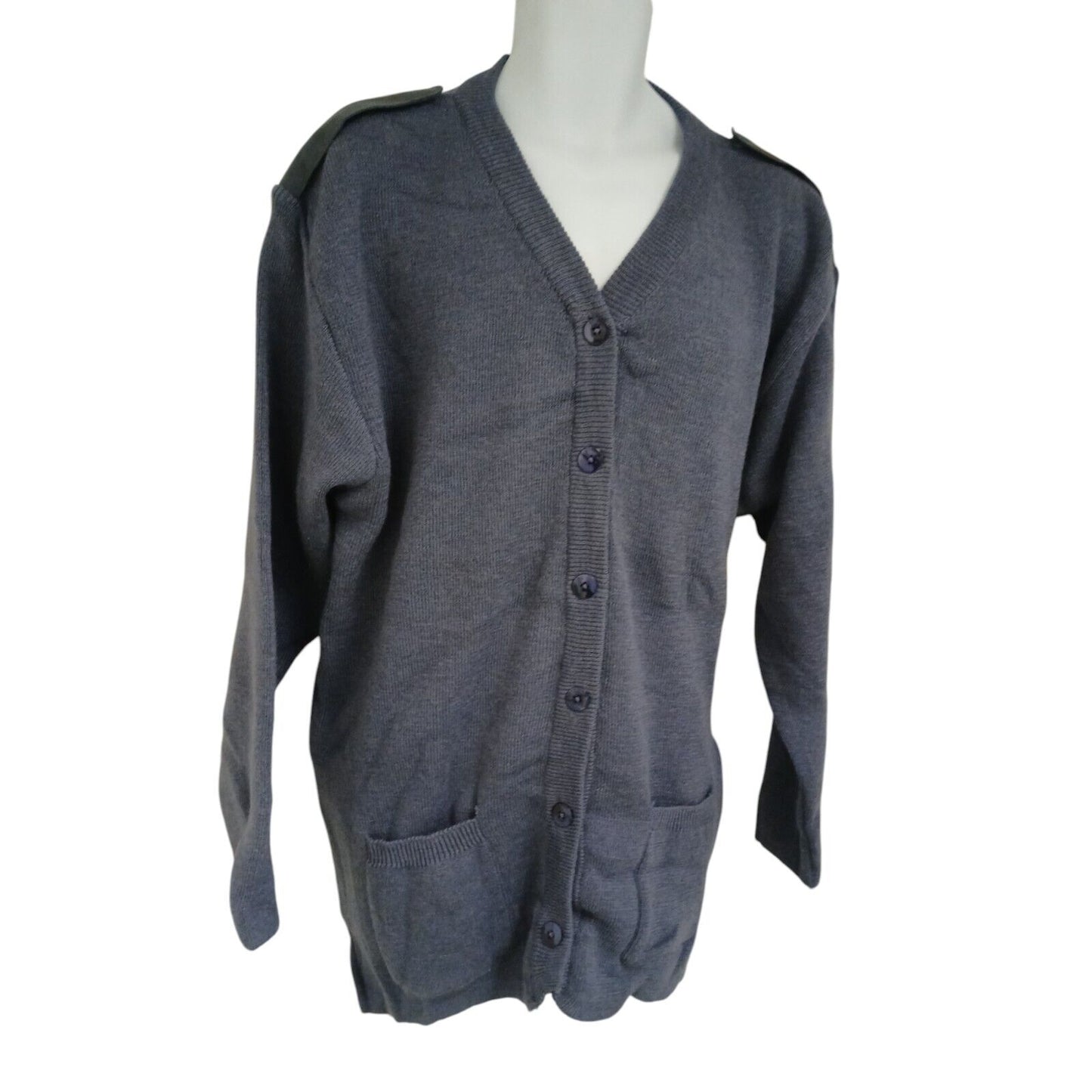 RAF Utility Womens Cardigan Buttoned Jumper Blue Grey 80% Wool Pullover Military