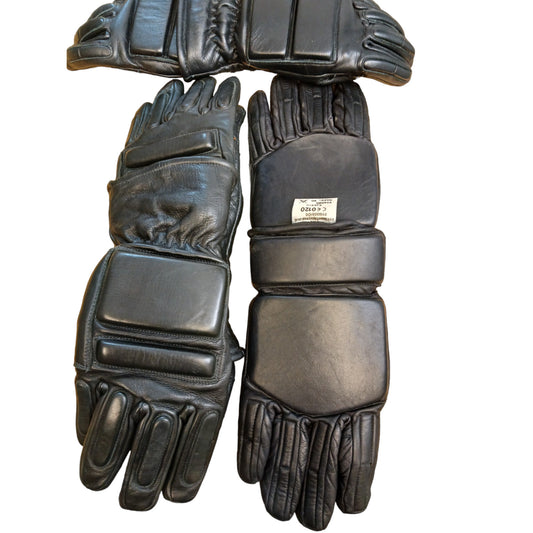 Black Leather Riot Gloves Ex Police Various Sizes Public Order Security