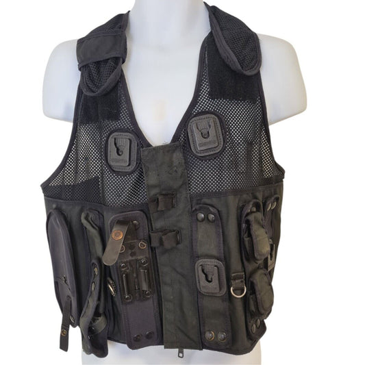 Tactical Vest Integrated Pouches Airsoft Security Police XL Black Doorman