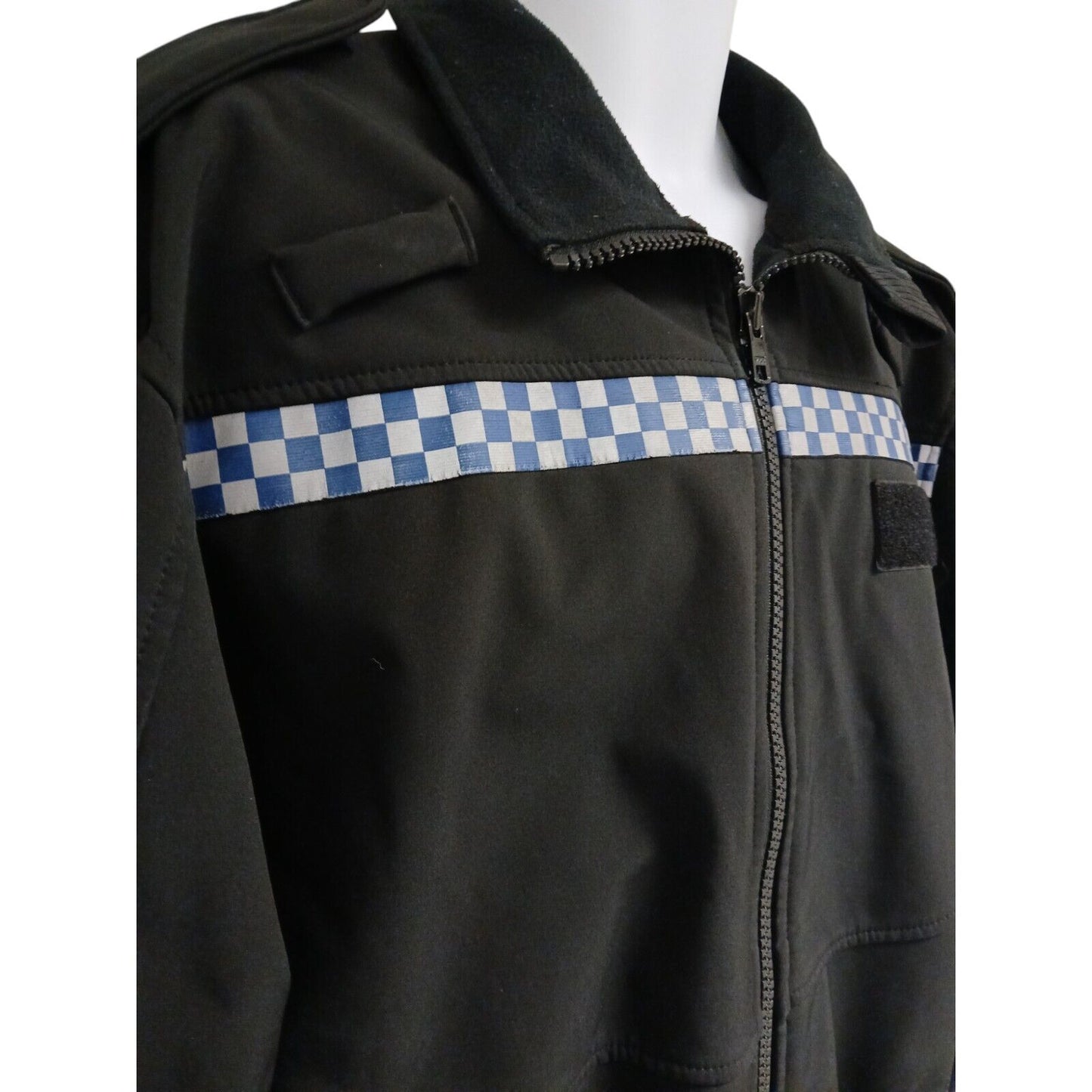 Soft Shell Police Jacket Black Chequered Softshell Patrol Lightweight Security