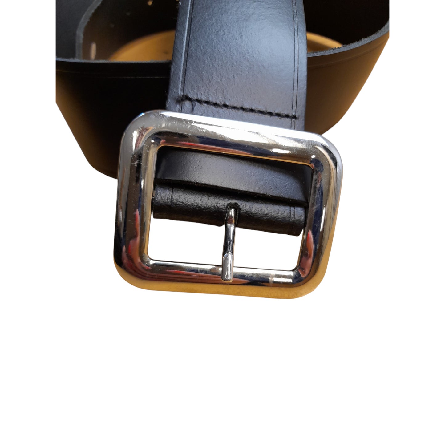 Black Leather Duty Belt Single Prong 5cm Wide Ex Police Uniform Security