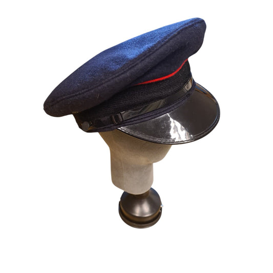 Vintage Fire Brigade Peaked Cap Size 58 Navy Red Piping Black Band Collector