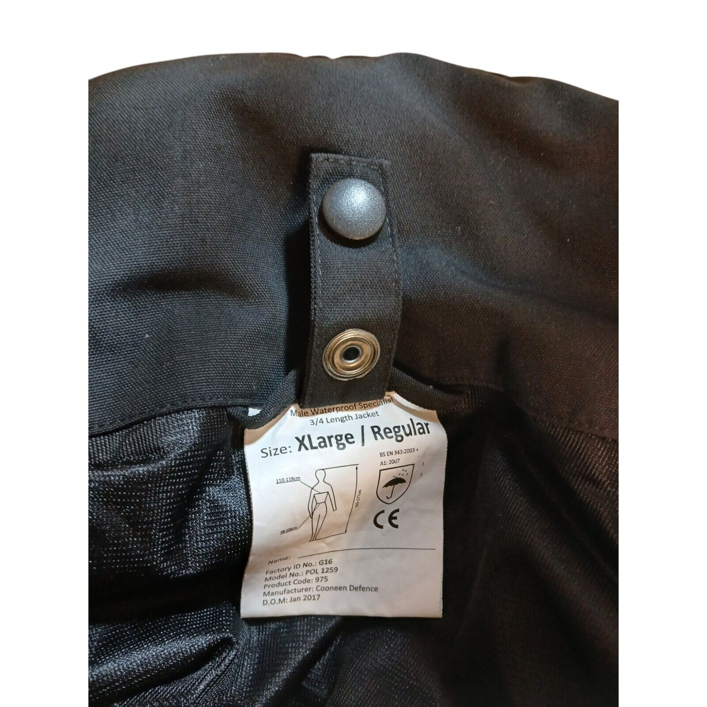 Cooneen Defence Jacket 3/4 Length Waterproof Coat Ex Police Security Black XL
