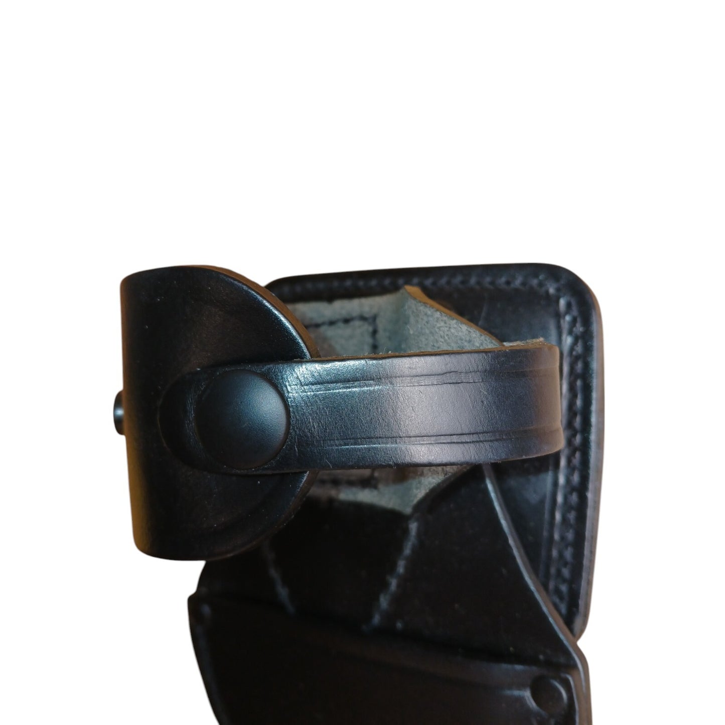 PWL Leather Handcuff Holder Rigid Black Ex Police Multi Positional Speedcuff LH
