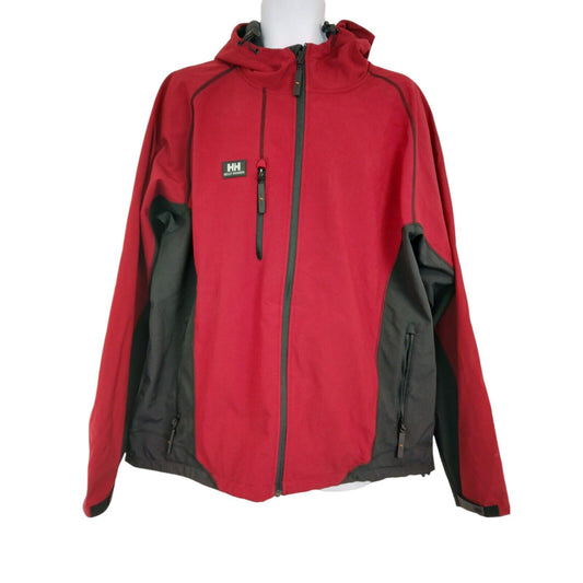 Helly Hansen Workwear Jacket Deep Red Burgundy Work Coat Hooded Soft Shell