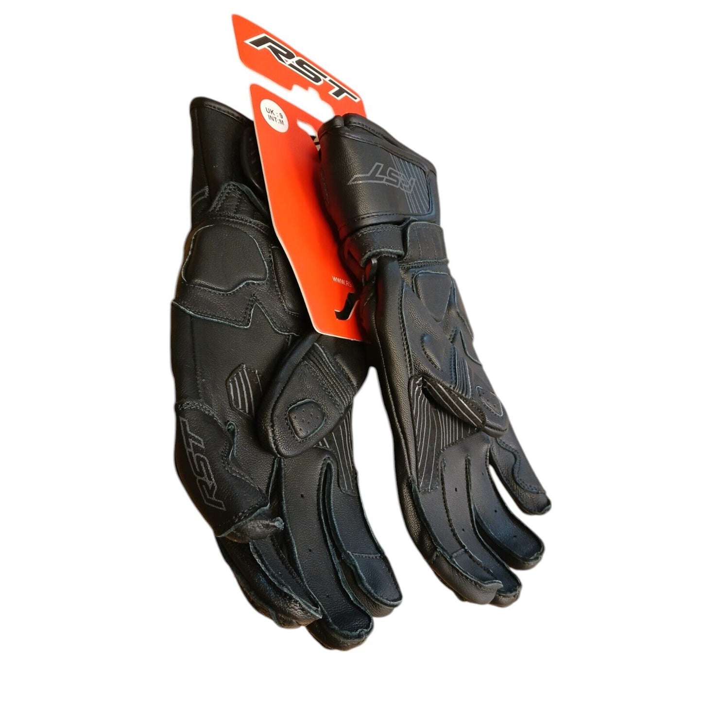 RST Fulcrum Leather Gloves Mens Motorcycle Motorbike Bike Medium Size 9 Black