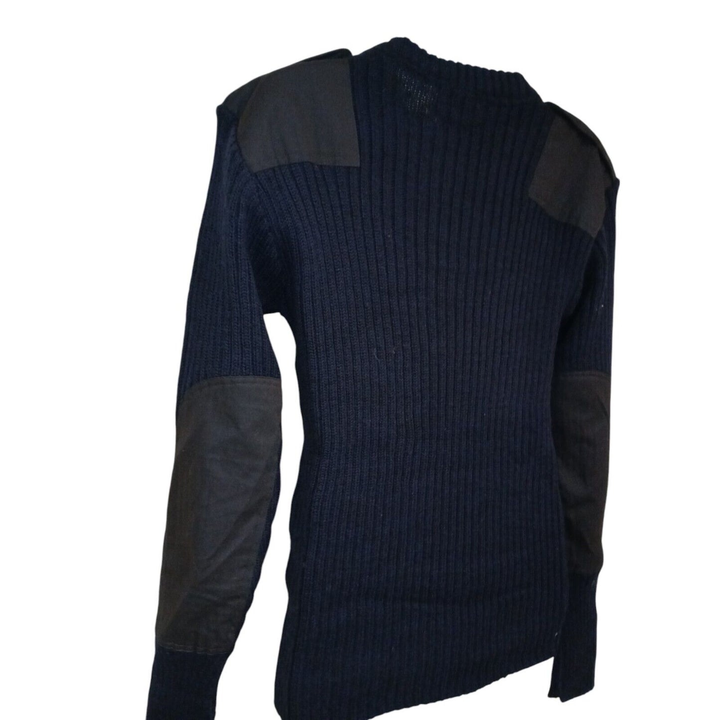 Royal Navy Utility Jumper Ribbed Round Neck Blue Pullover Military 80% Wool