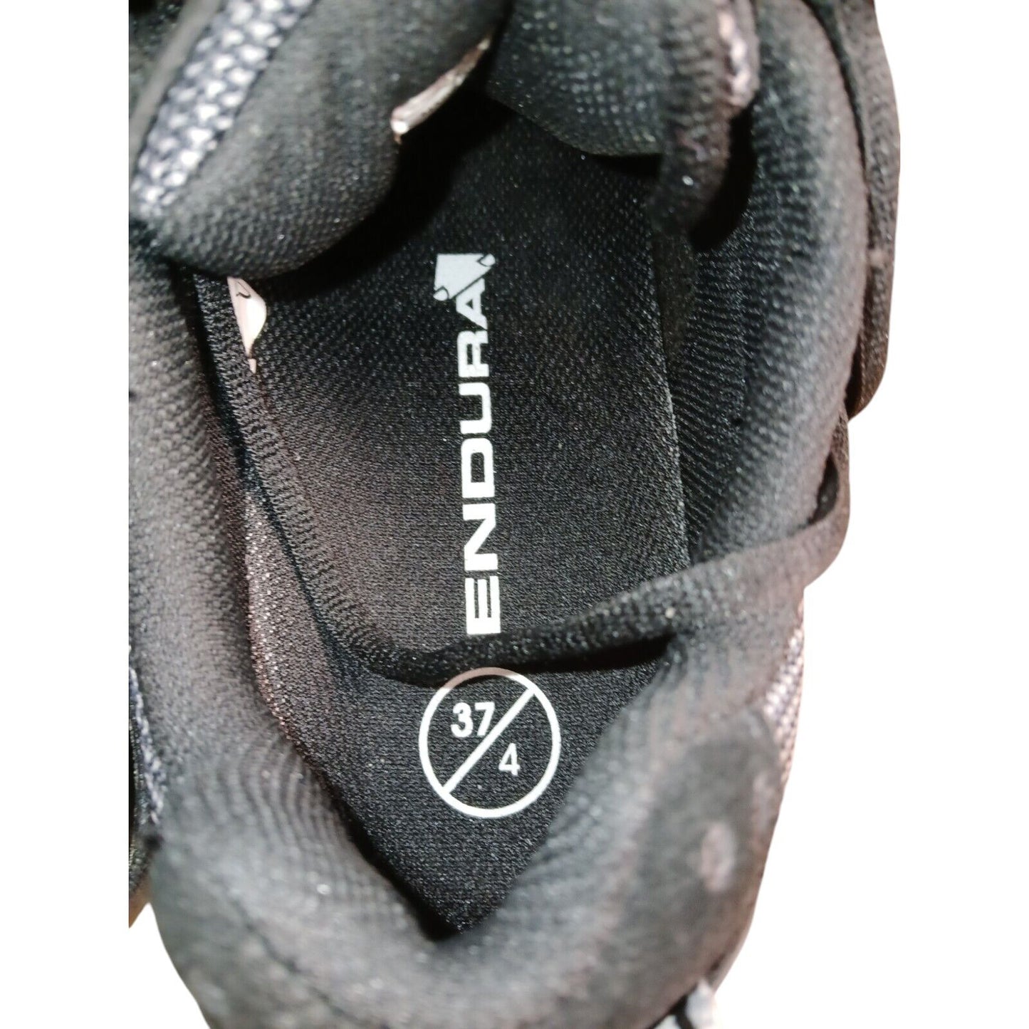 Endura Cycling Shoes Black Grey Size 4 Ex Police With Cleat Plates Lace Up Bike