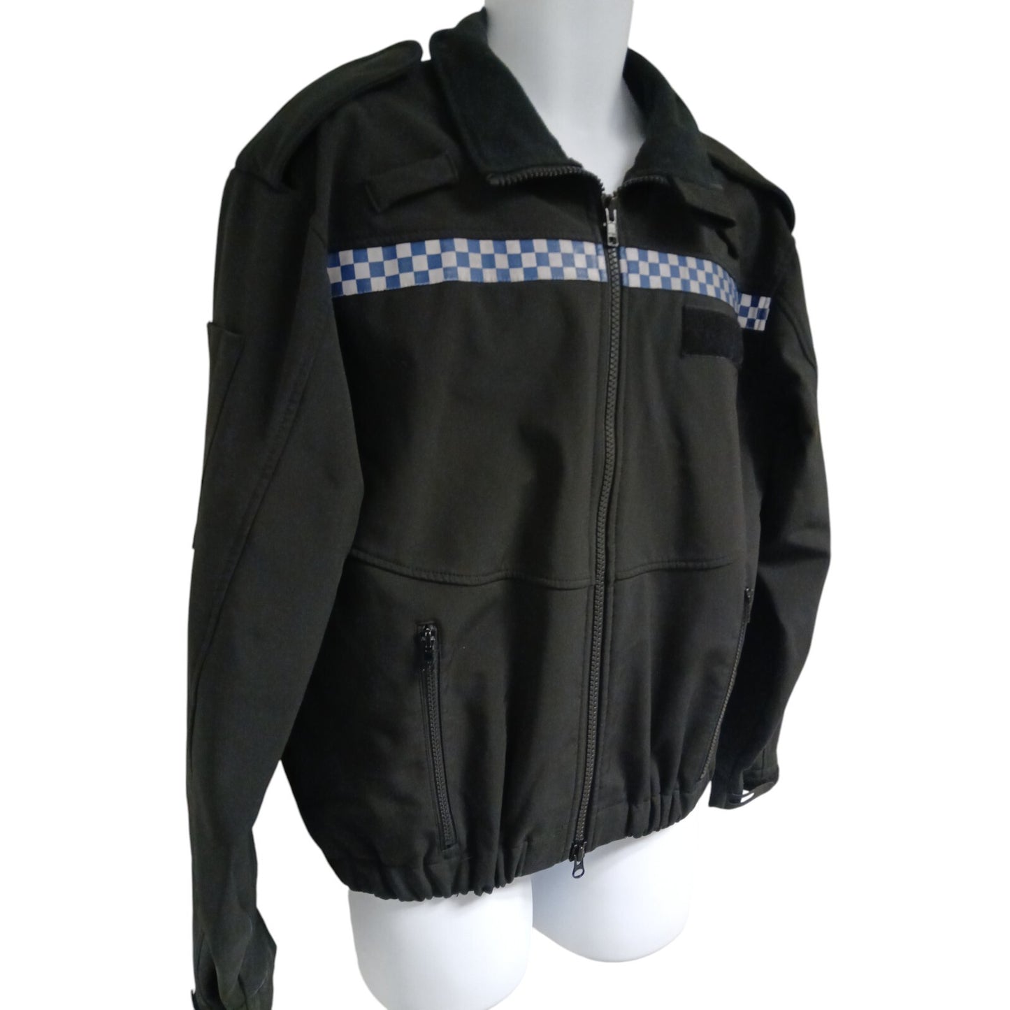 Soft Shell Police Jacket Black Chequered Softshell Patrol Lightweight Security