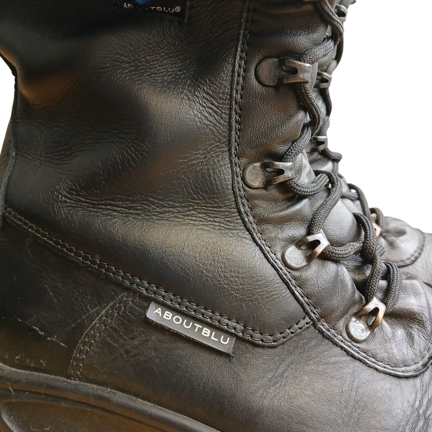Aboutblu Work Boots Steel Toe Cap Black Leather Safety Work Size 9 Combat