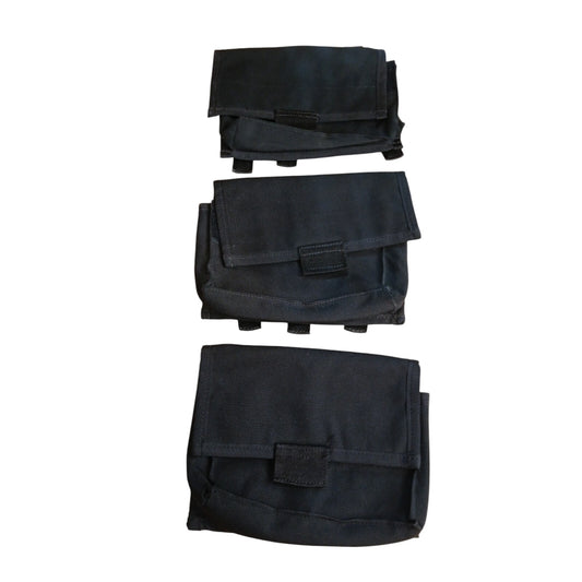 Molle Pouch Black Large x3 Modular Ex Police Airsoft Security Tactical