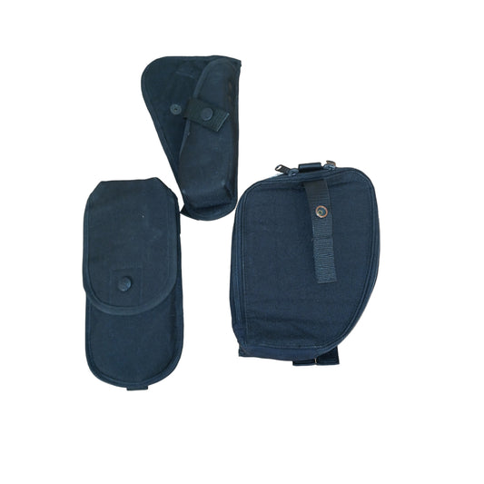 Aegis Molle Tactical Pouches x3 Holster Cuff Black Police Security Airsoft (B)