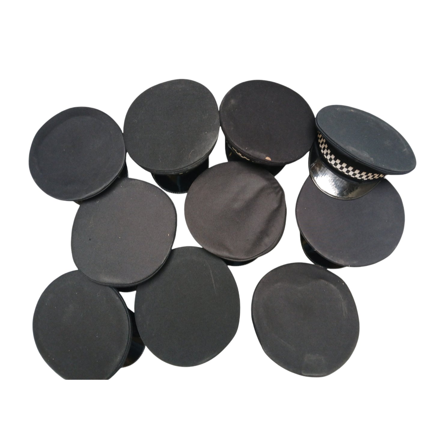 Police Black Peaked Caps x10 Bundle Film TV Fancy Dress Mixed Sizes Grade B