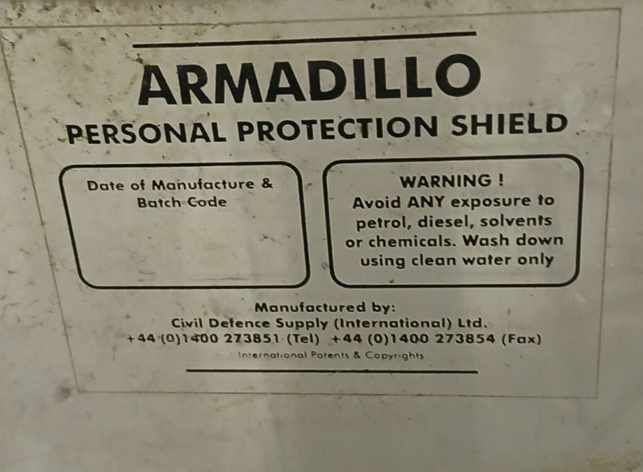 Riot Shield Interlocking Armadillo 120x57 Rectangular Police Public Order Defect
