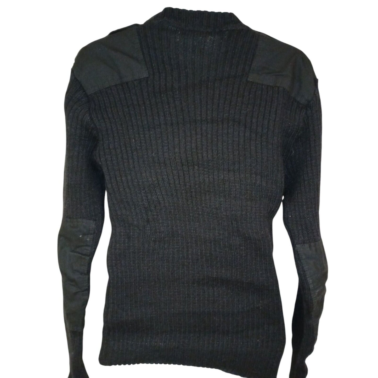 Royal Navy Utility Jumper Ribbed Pure Wool Round Neck Black Pullover Military