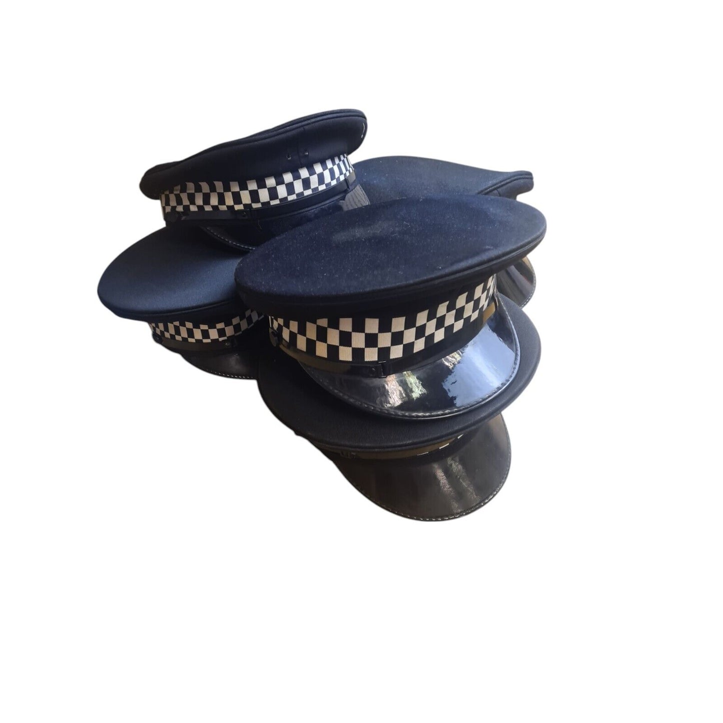 Police Peaked Caps x 5 Bundle Film TV Fancy Dress Mix Sizes Grade B Check Band