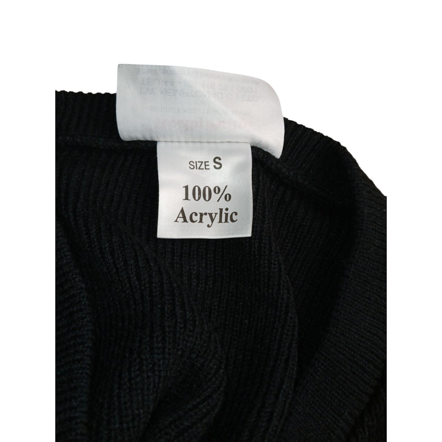 Woolly Pully Jumper Ribbed Black V Neck 100% Acrylic Security Warm Hiking Small