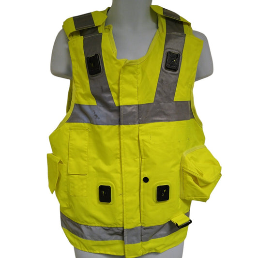Tactical Vest Hi Viz Vis Yellow With Pouches Klickfast Large Security Ex Police