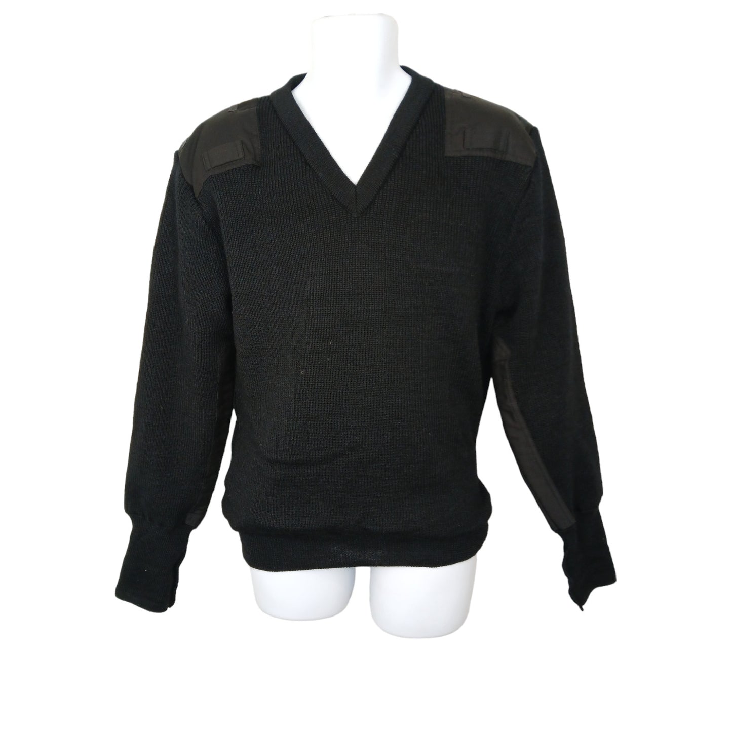 Woolly Pully Jumper Windstop Lined Thick Black Lined V Neck 38" Chest Ex Police