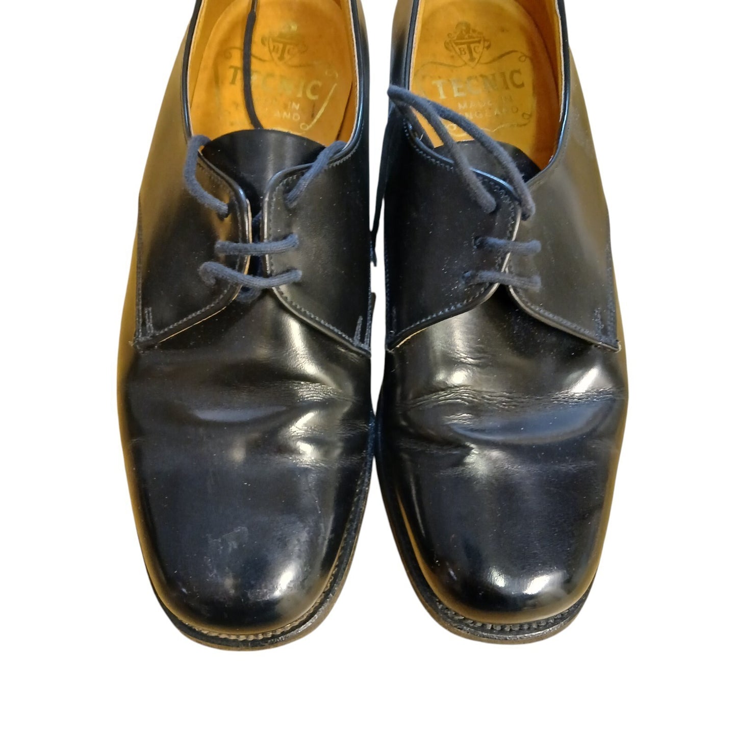 Tecnic Leather Dress Shoes Ex Police Black Lace Up Square Toe Size 4.5 Parade