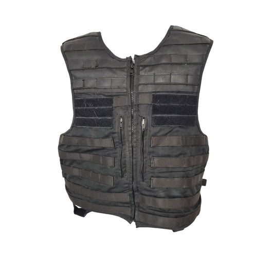 Black Tactical Molle Vest And Body Armour Stab Spike Vest Cover 40L Ex Police