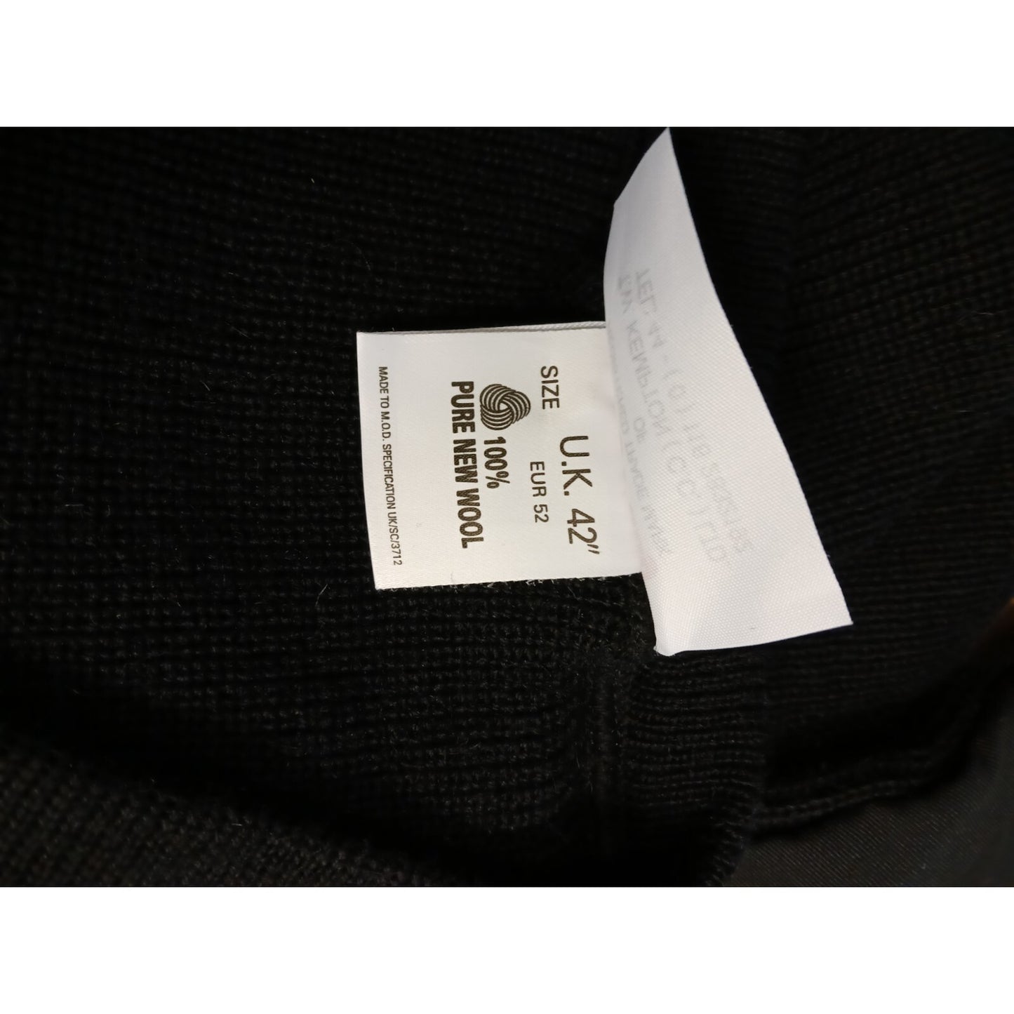 Woolly Pully Jumper Ribbed Black V Neck 100% Wool Ex Police Security Hiking Warm