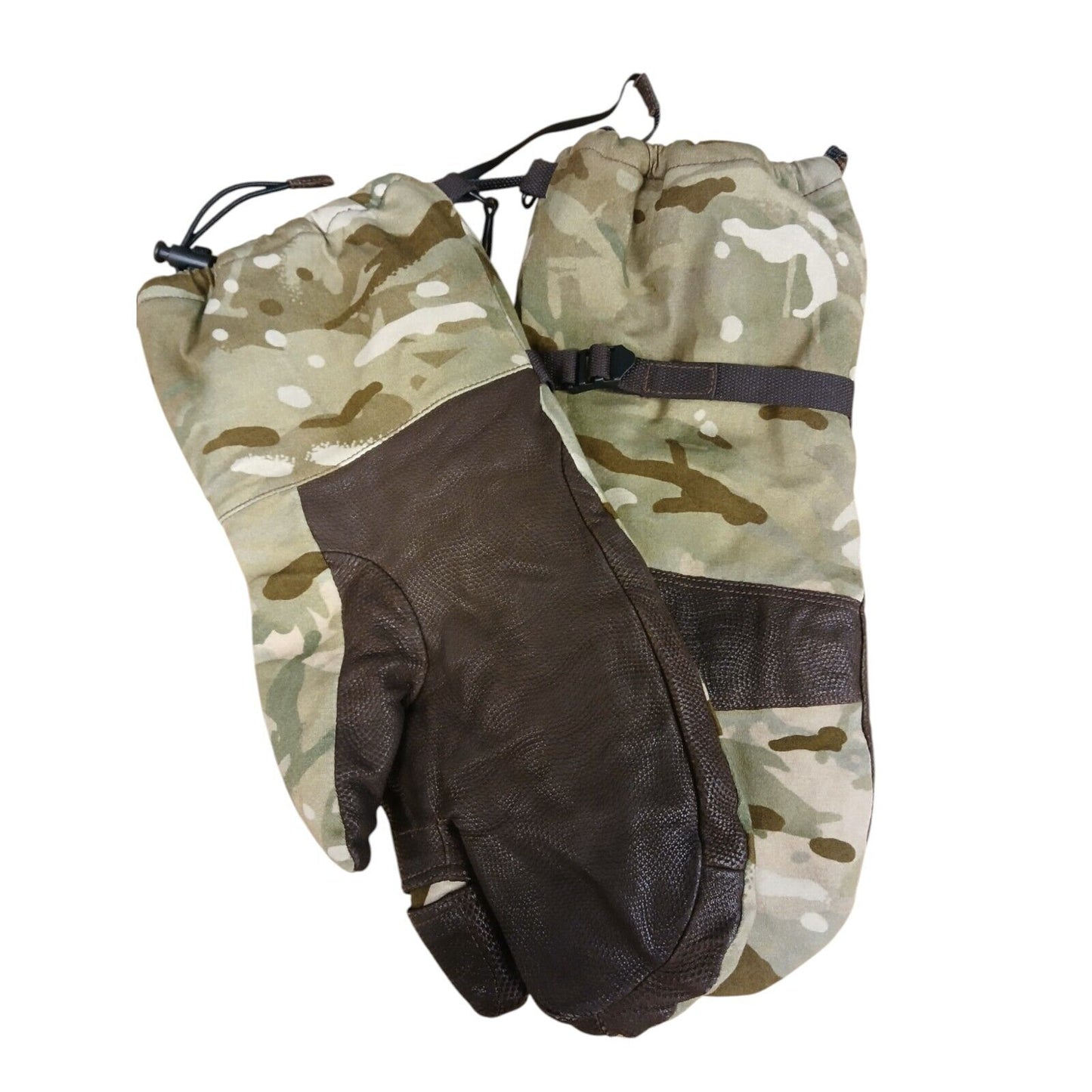 British Army Blizzard Mittens Goretex Mitts MTP Leather Palmed Camo Gloves