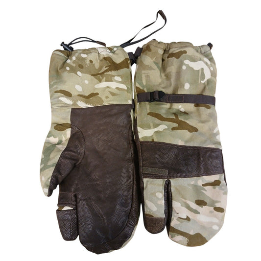 British Army Blizzard Mittens Goretex Mitts MTP Leather Palmed Camo Gloves