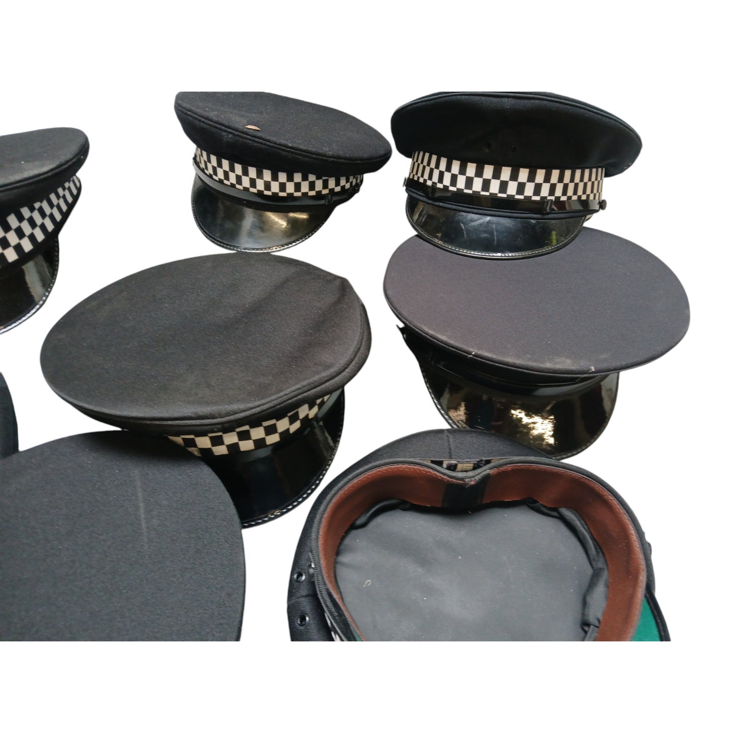 Police Black Peaked Caps x10 Bundle Film TV Fancy Dress Mixed Sizes Grade B