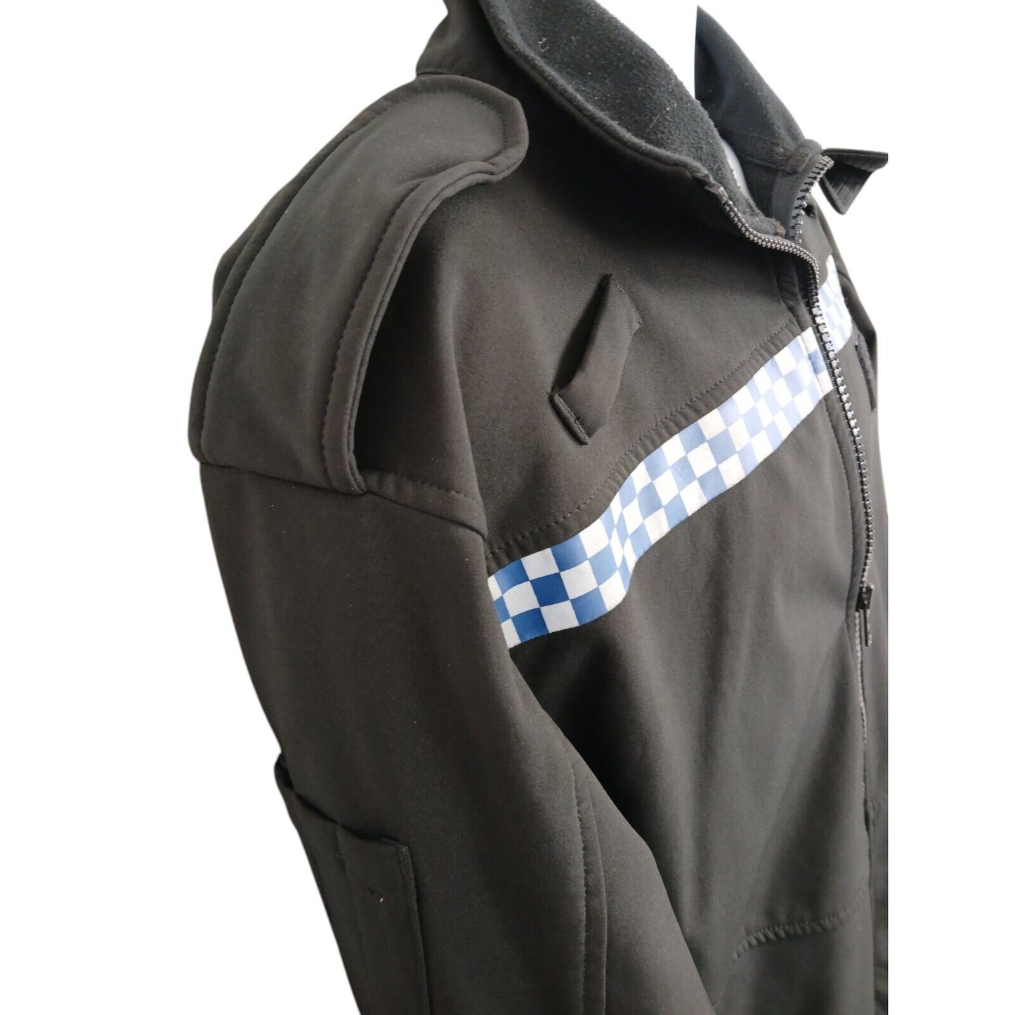 Soft Shell Police Jacket Black Chequered Softshell Patrol Lightweight Security