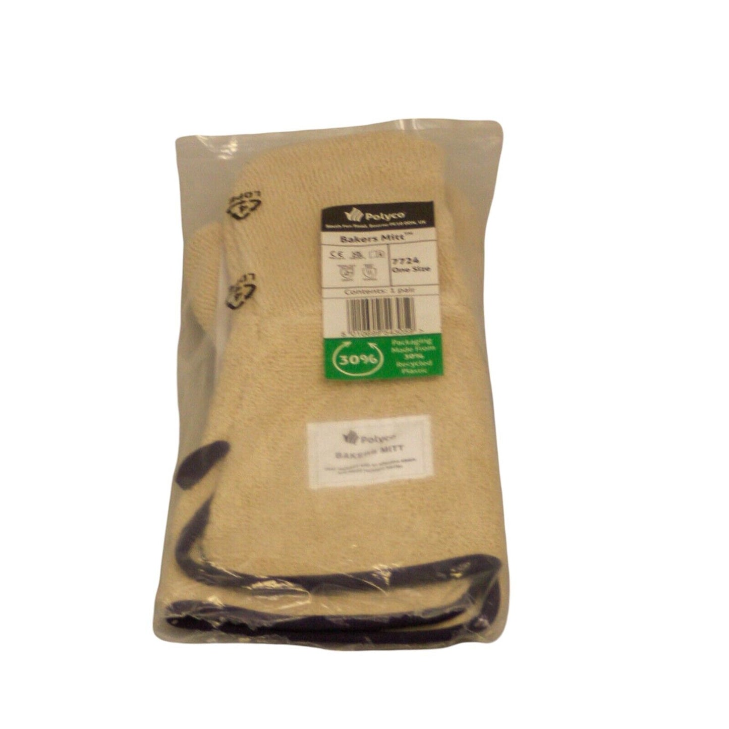 Polyco Bakers Mitts 7724 Pair Heat Resistant Steam Liquid Barrier White One Size