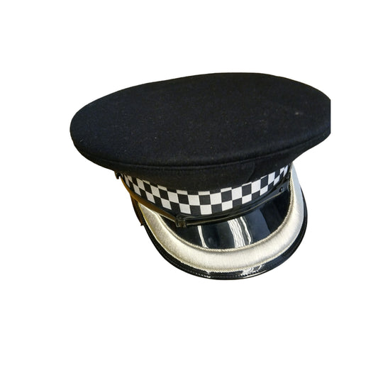 Ex Police Flat Peaked Cap Chief Superintendent Silver Banded Film TV Collector