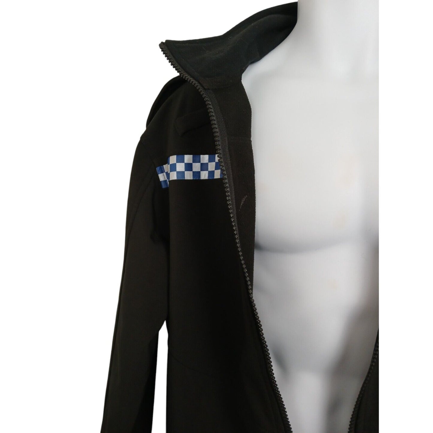 Soft Shell Police Jacket Black Chequered Softshell Patrol Lightweight Security