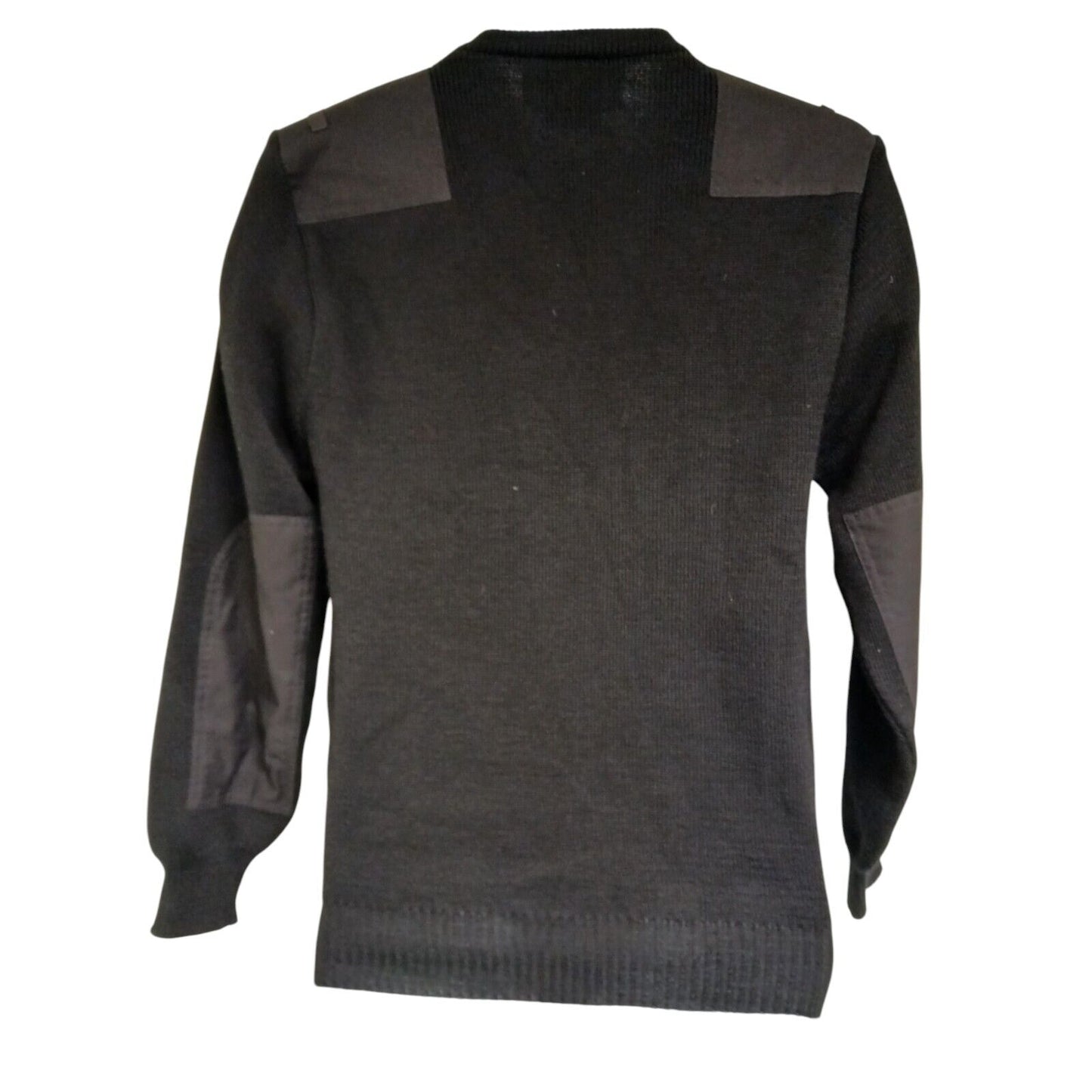 Woolly Pully Jumper Black V Neck 50% Wool Security Warm Hiking Farmer Ex Police