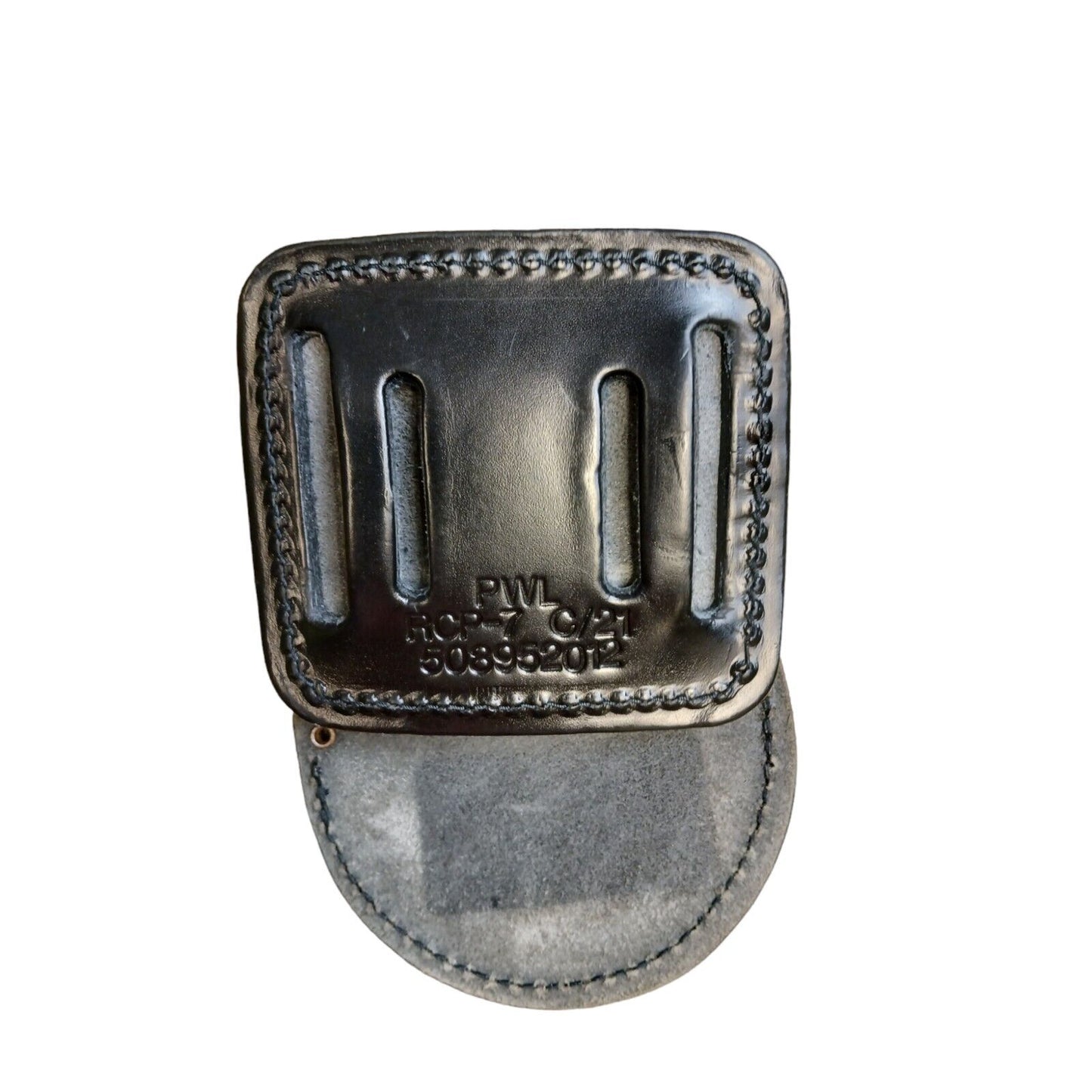 PWL Leather Handcuff Holder Rigid Black Ex Police Multi Positional Speedcuff RH