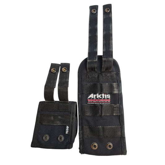 Arktis Molle Pouches Black 2 x Tactical Rigid Cuff Small Utility Bundle Airsoft