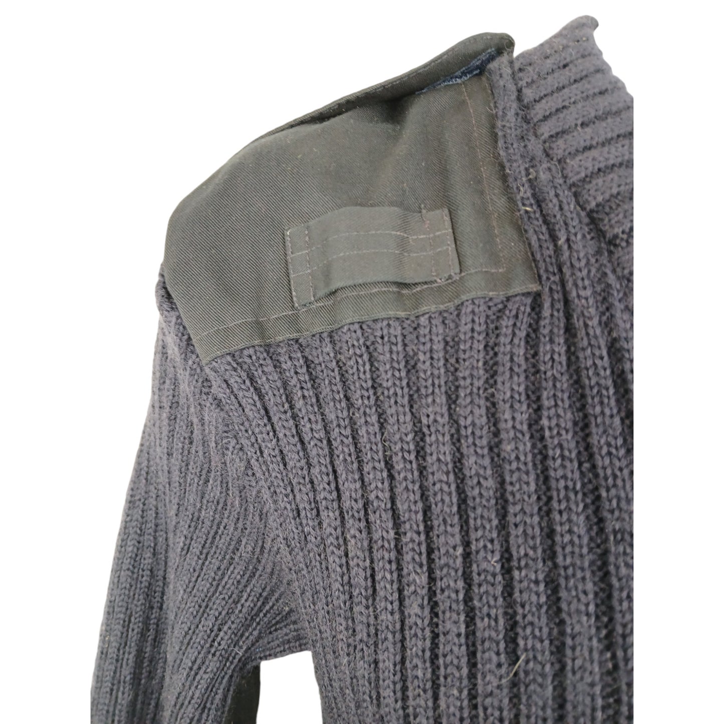 Woolly Pully Jumper Ribbed Navy Blue VNeck 100% Wool Security Farmer Warm Hiking