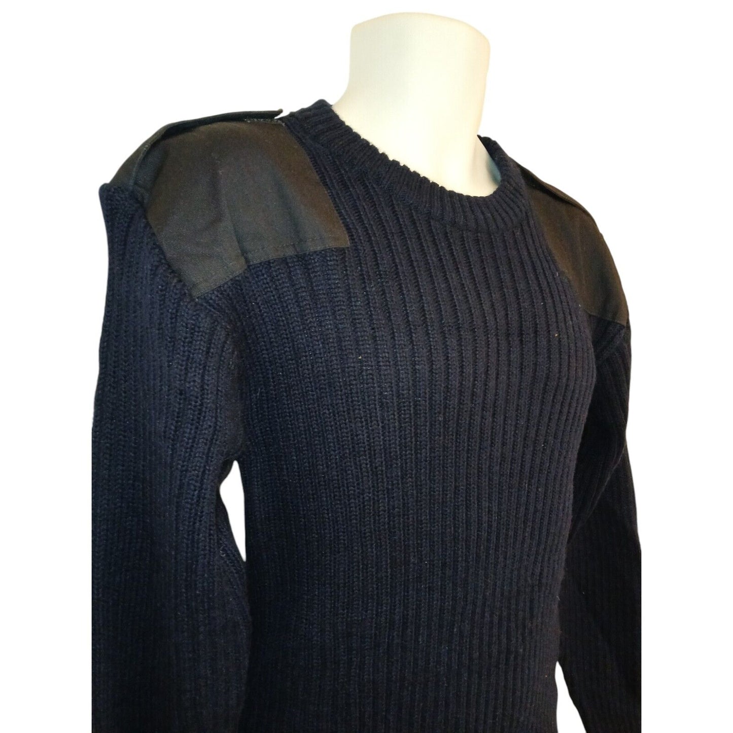 Royal Navy Utility Jumper Ribbed Round Neck Blue Pullover Military 80% Wool