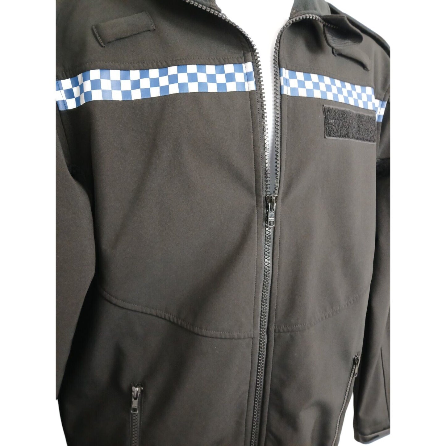 Soft Shell Police Jacket Black Chequered Softshell Patrol Lightweight Security